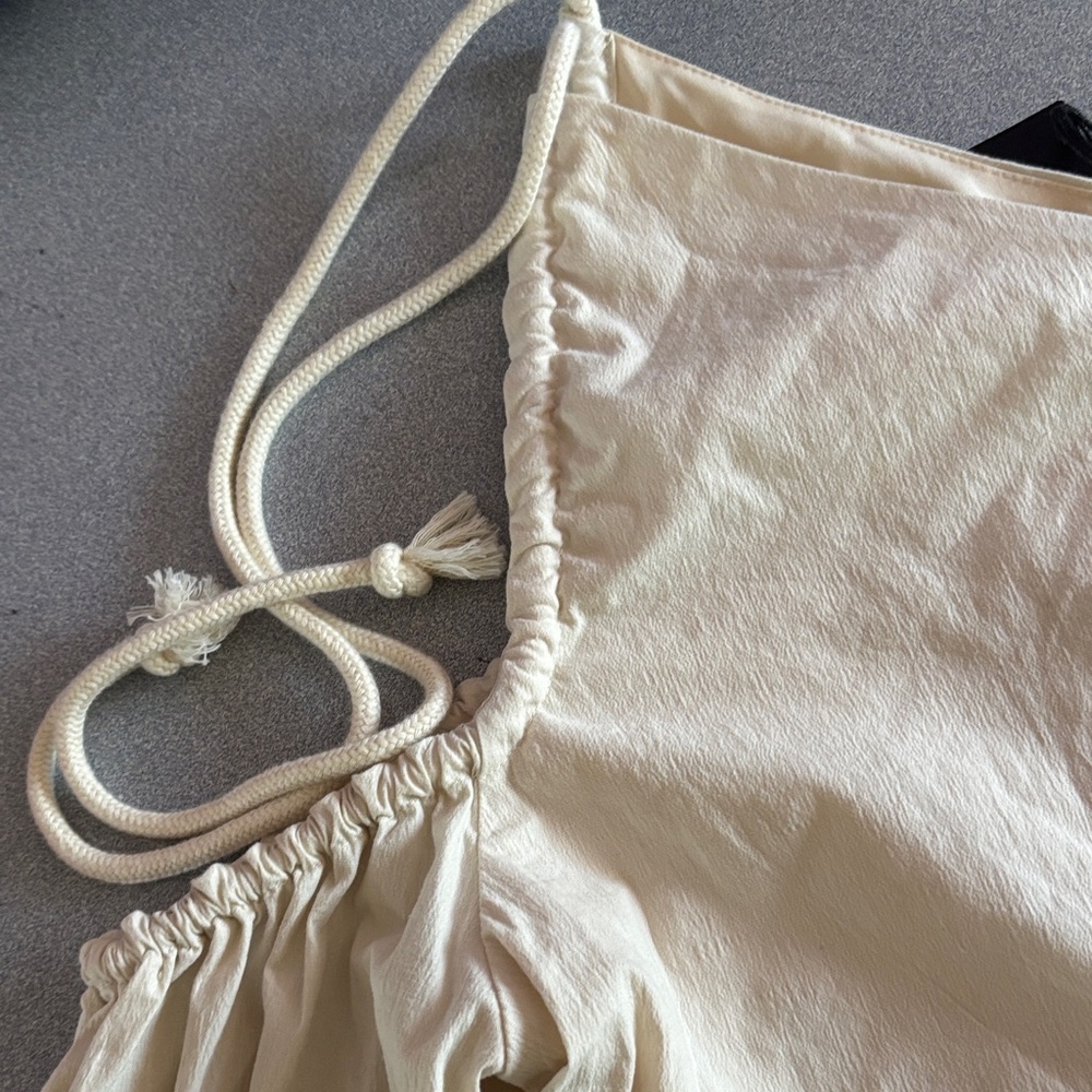 Cream Drawstring Shorts - Picture 3 of 5